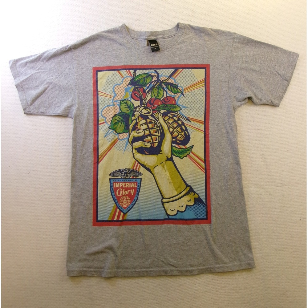 Obey Imperial Glory Graphic T-Shirt Mens Medium Grey Shepard Fairey Propaganda